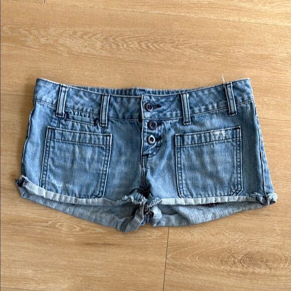 Y2K Vintage American Eagle Denim cut off micro mini shorts low rise size 4 - Picture 1 of 8